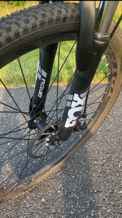 Custom-cut Fox fork stickers for Surron and Talaria suspension forks
